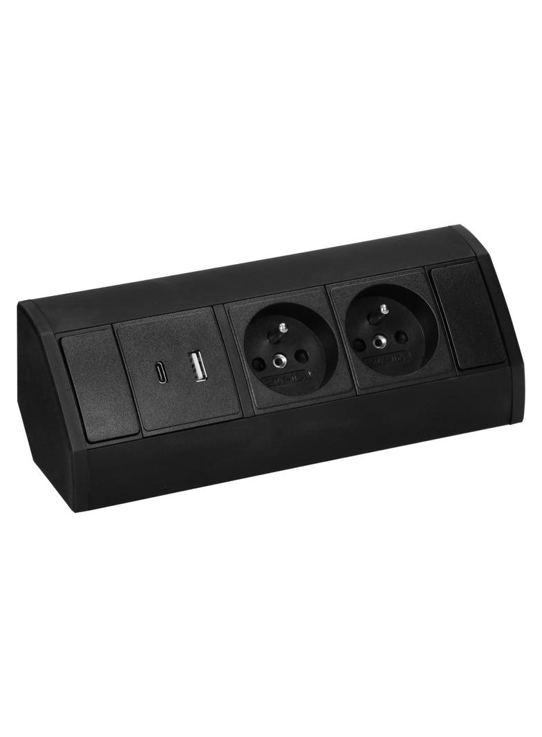Gniazdo meblowe narożne 2x2P+Z 2xUSB czarne VIRONE OR-GM-9039/B ORNO
