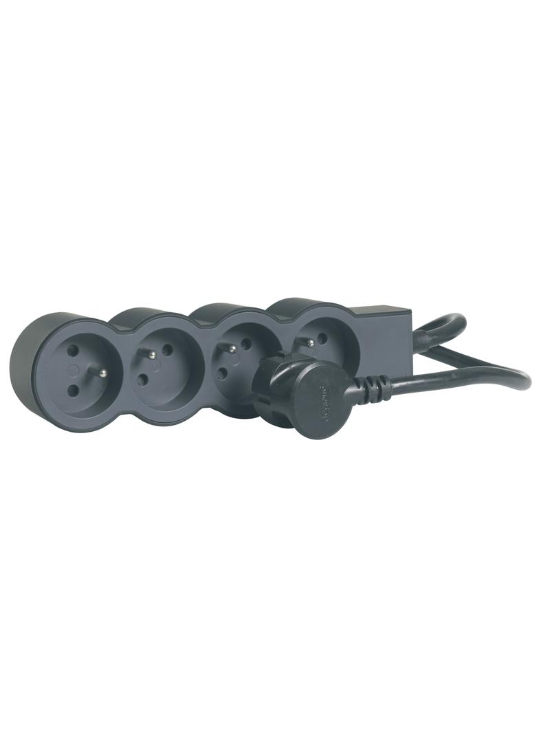 PRZEDŁUŻACZ STANDARD 4X2P+Z, Z PRZEWODEM 3.0 METRA 3X1.5 MM2 - CZARNY/GRAFITOWY, Legrand