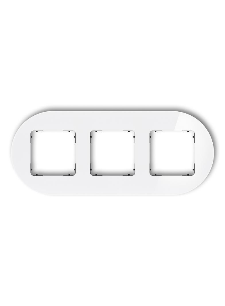 ICON Ramka uniwersalna potrójna okrągła - efekt szkła (ramka: biała; spód: czarny) biały