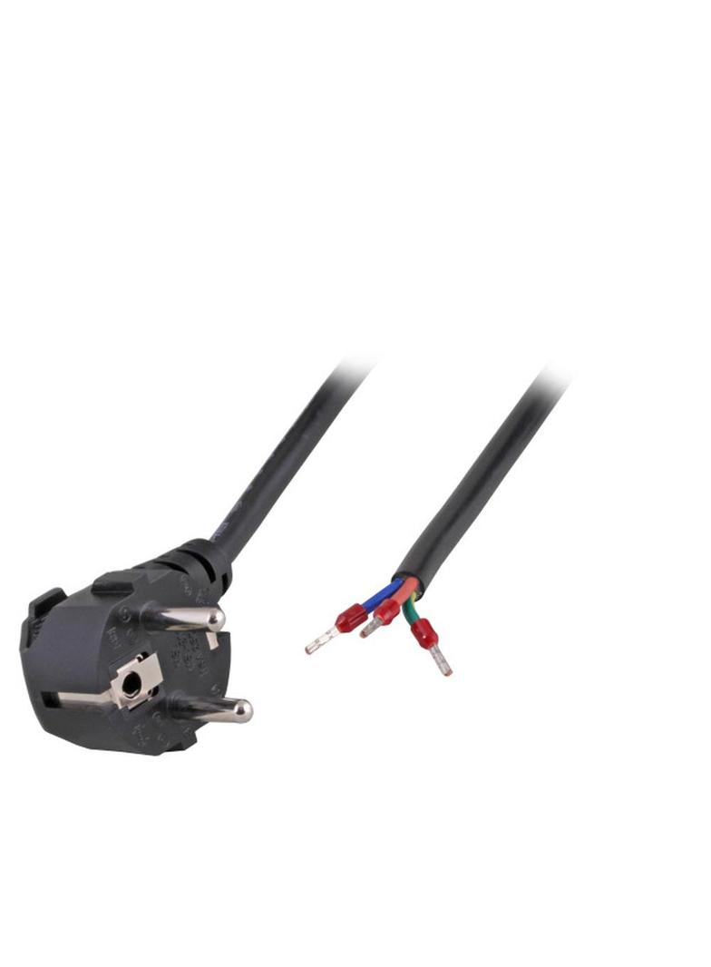 Kabel zasilający Schuko 90° - otwarta końcówka WES 3m czarny