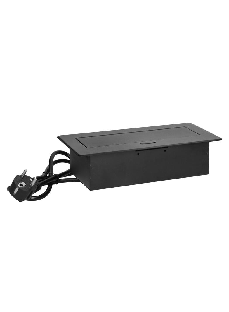 Gniazda meblowe wpuszczane w blat z płaskim frezowanym rantem, ładowarką USB i przewodem 1,5m OR-GM-9035/B ORNO