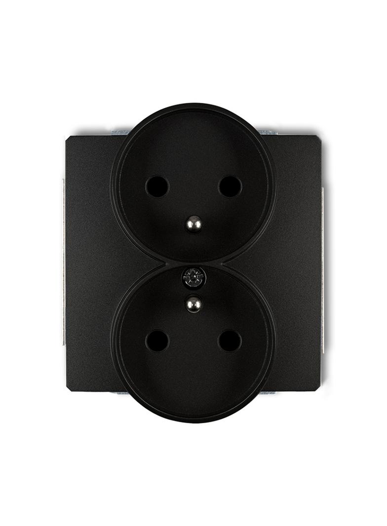 DECO Gniazdo podwójne do ramki DECO Soft z uziemieniem 2x(2P+Z) (przesłony torów prądowych) czarny mat 12DGPRSO-2zp KARLIK