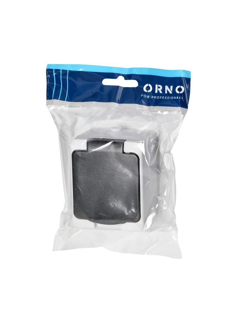 Gniazdo pojedyńcze 2P+Z AQUATIC MINI IP54, 10A, 230V AC, biało-czarne OR-OE-7305/WB ORNO