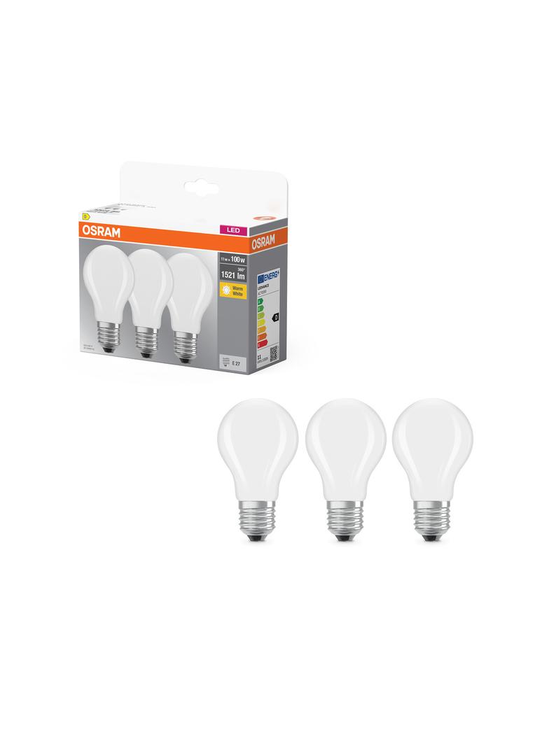 Żarówka LED x3 A60 E27 11W = 100W 1521lm 2700K Ciepła 300° BASE Osram
