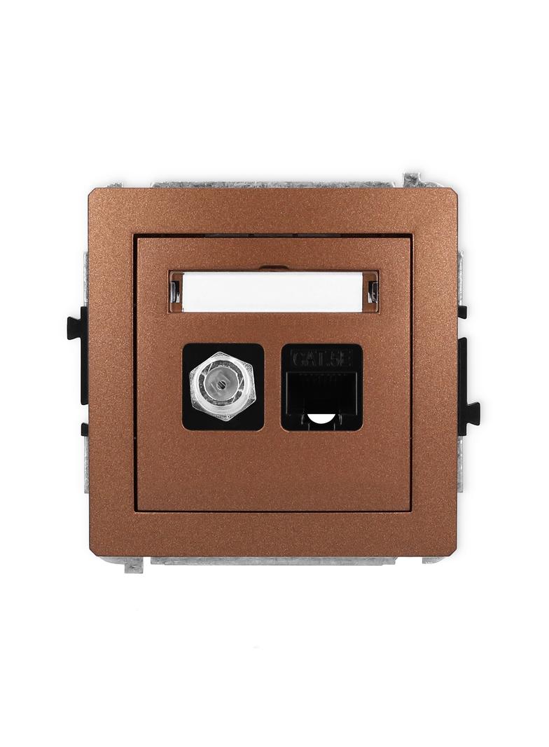 DECO Mechanizm gniazda antenowego poj. typu F (SAT) + gniazda komp. poj. 1xRJ45, kat. 5e, 8-stykowy