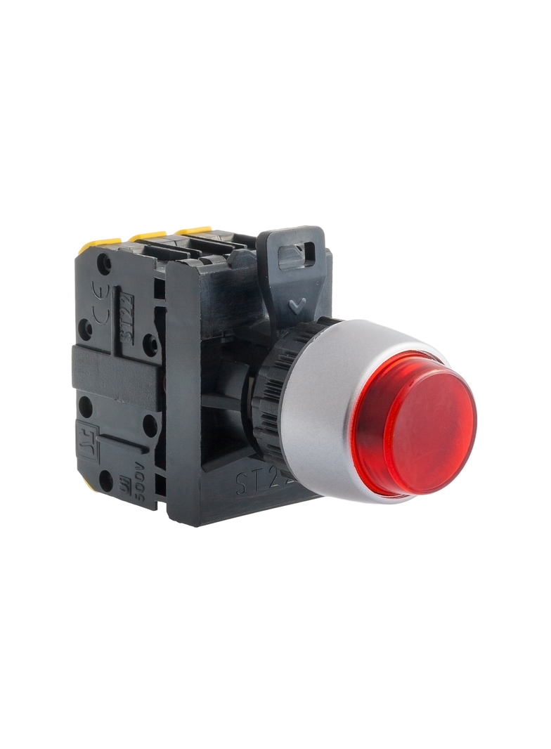 PRZYCISK WYSTAJ PODŚW CZERWONY 1ZW 1ROZ PIERŚCIEŃ NIKLOWANY"STOP"