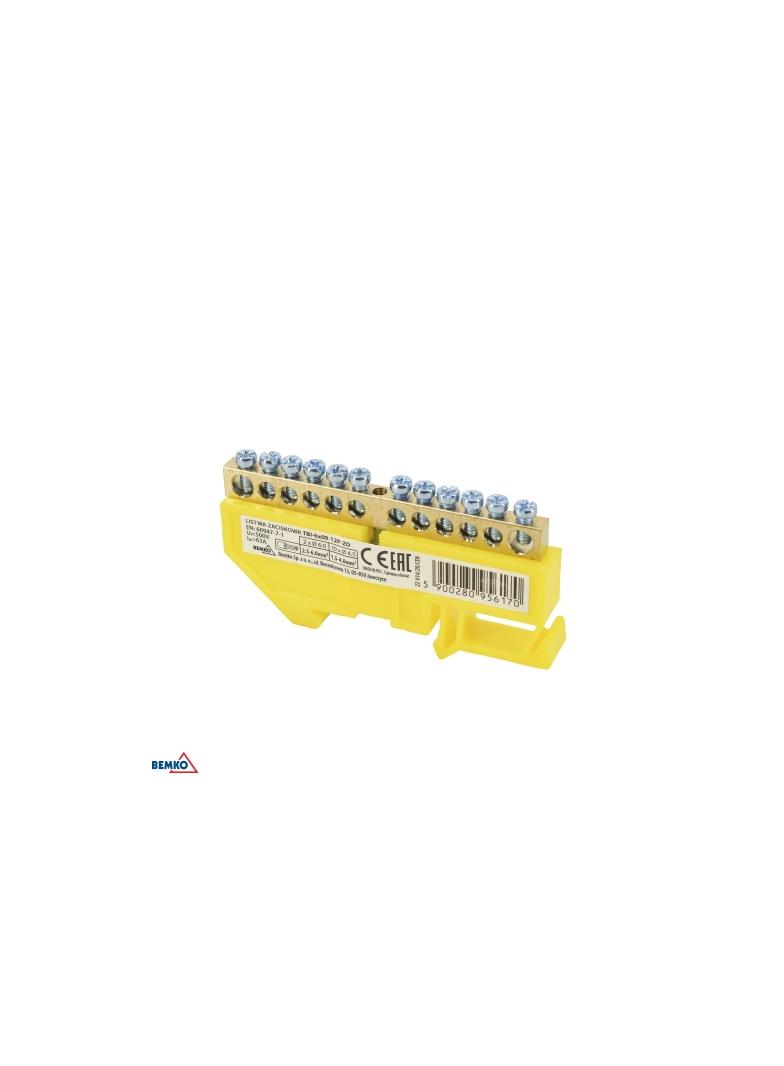 LISTWA ZACISKOWA NA SZYNĘ 8x12 12-TOROWA ŻÓŁTA