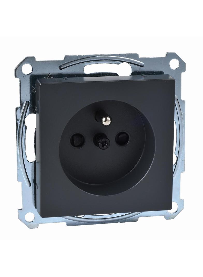 Gniazdo wtykowe z uziemieniem i przesłoną, zaciski śrubowe, antracyt, system M