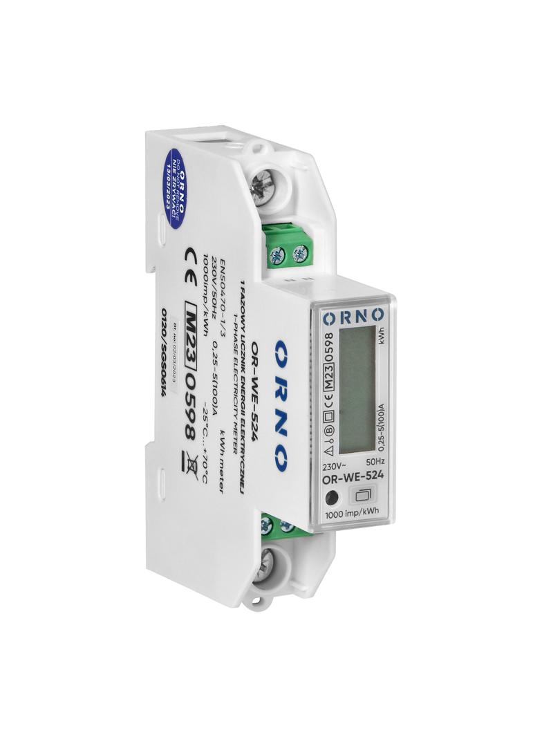 1-fazowy licznik energii elektrycznej dwukierunkowy 100A MID 1 moduł DIN TH-35mm OR-WE-524 ORNO
