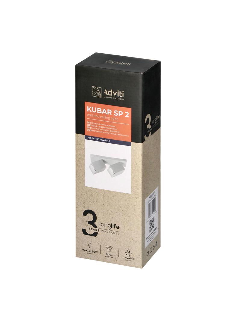 KUBAR SP 2, oprawa ścienno-sufitowa, GU10 max. 2x35W, IP20, biała