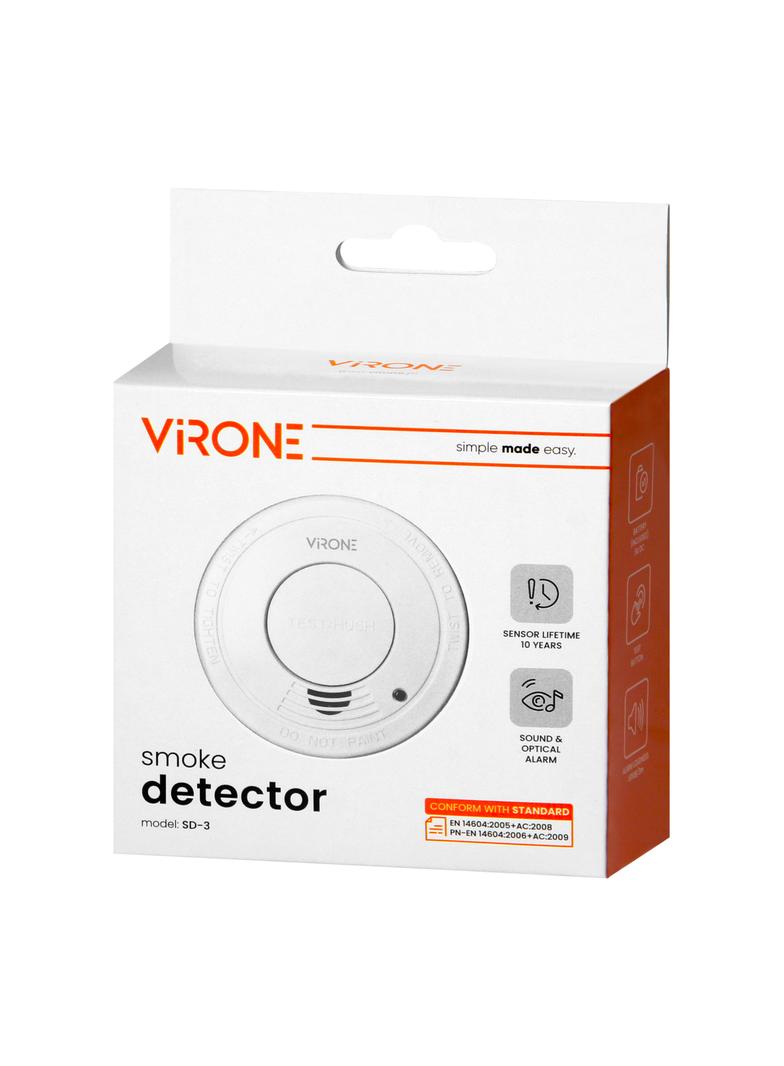 Bateryjny czujnik dymu, 1x9V DC