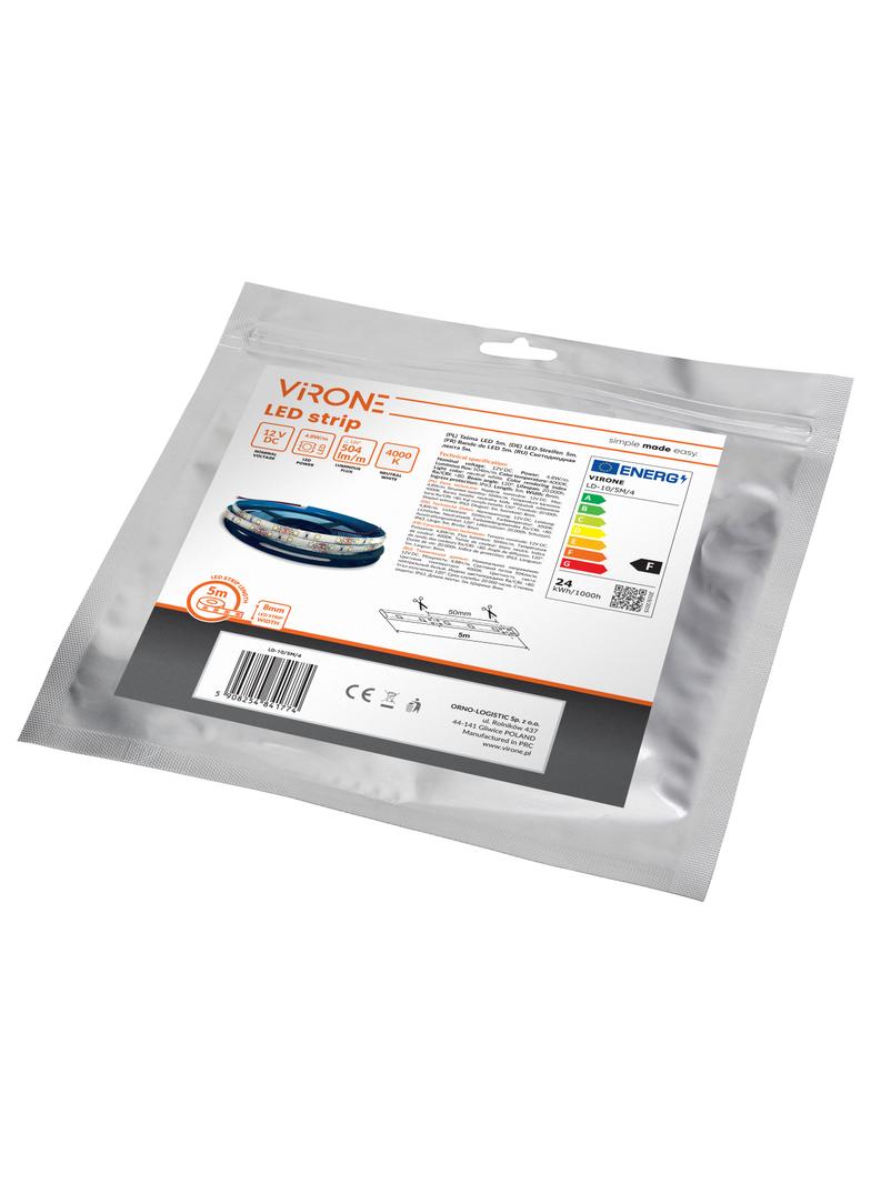 Taśma LED 12V 2835 60L/m 4,8W/m IP63 4000K 5m LD-10/5M/4 ORNO