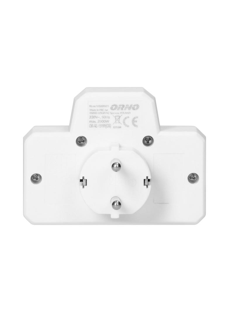 Rozgałęźnik 1x2P+Z (Schuko) 2x2P/II z włącznikiem biały OR-AE-13191(GS) ORNO