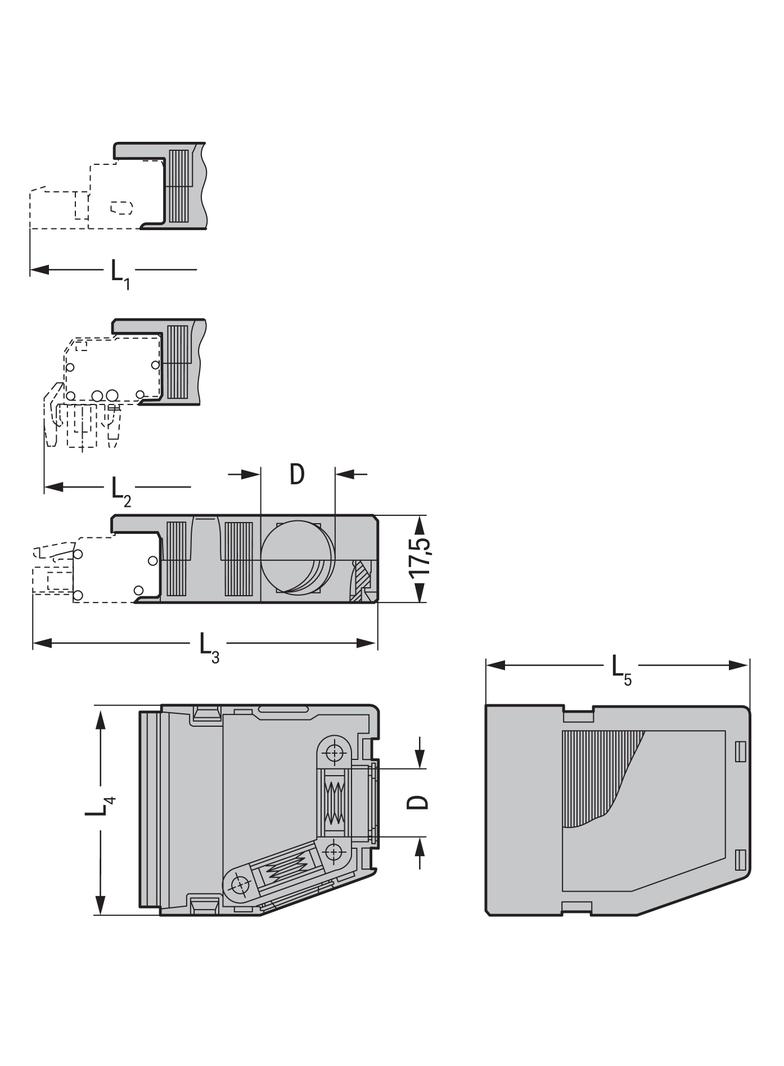 obudowa zabezpieczająca przewody 5-bieg. pomarańczowa raster 7,62 mm