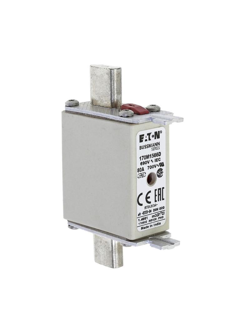 FUSE 80A 690V aR DIN 000 HSDNH Wkładka szybka 80A 690V aR DIN 000 podwójny wskaźnik 170M1566D EATON