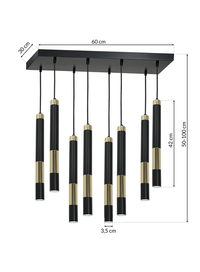 Milagro lampa wisząca Dallas 8xGU10 czarno/złota MLP6551