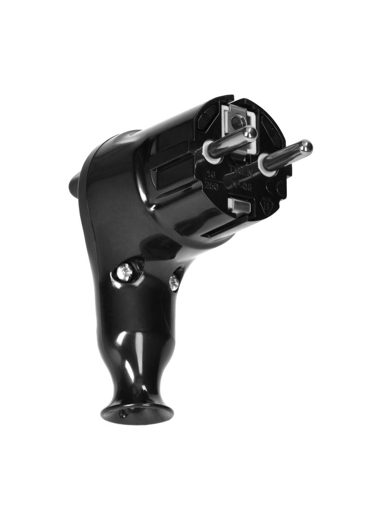 Wtyczka kątowa Uni-Schuko z wypychaczem 16A/250V, czarna TP-05/CZARNY ORNO