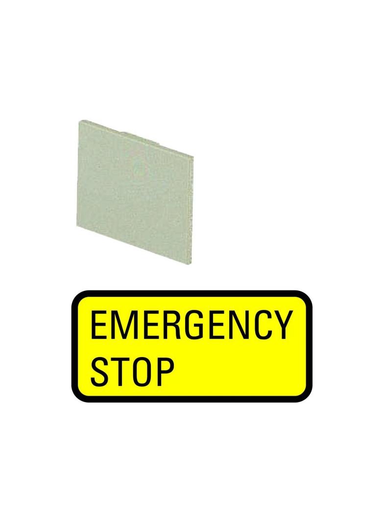 299SQ25 TABLICZKA OPISOWA ; ŻÓŁTA, EMERGENCY STOP