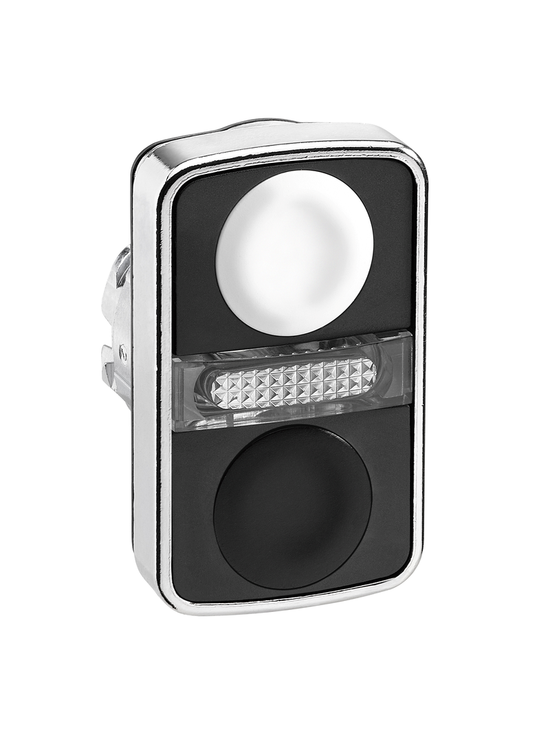 Harmony XB4 Przycisk dwuklawiszowego płaski biały/czarny z samopowrotem LED metalowy ZB4BW7A1720 Schneider