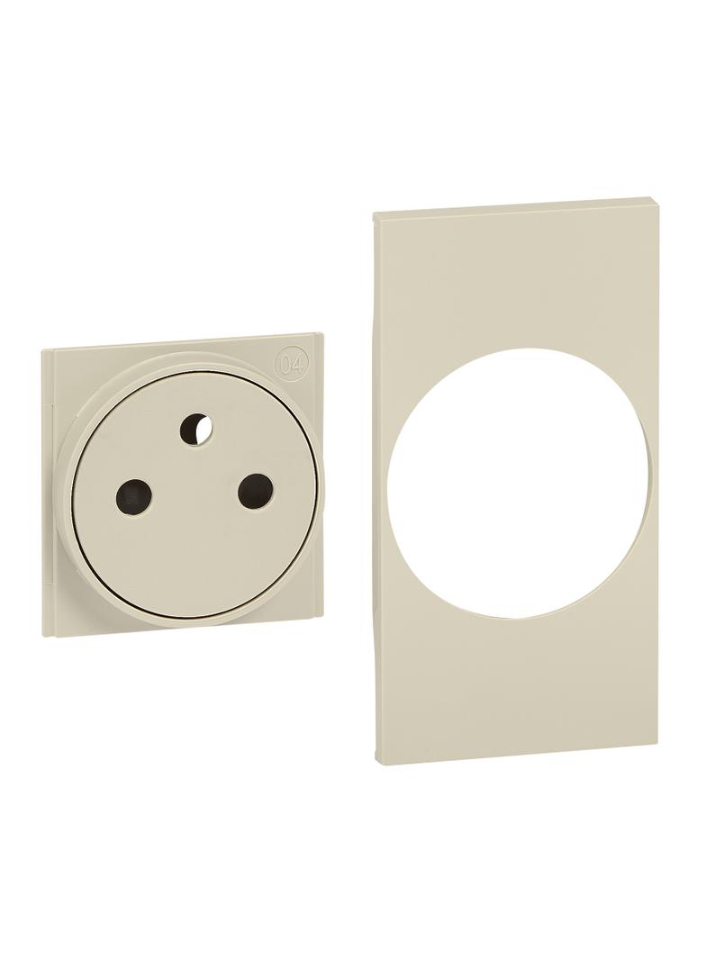 LIVING NOW - PLAKIETKA GNIAZDA PŁASKIEGO 2P+Z - 2 MODUŁY - PIASKOWY BEŻ, Bticino