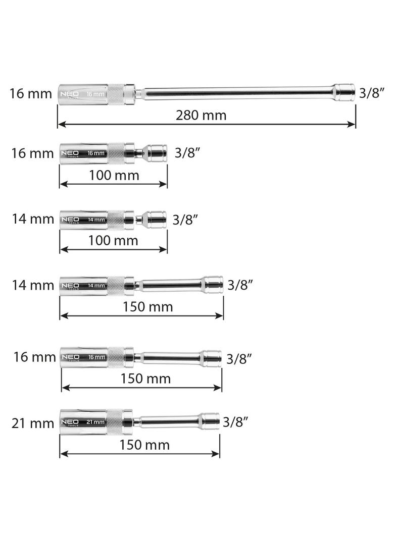 Zestaw nasadek na przegubach, do świec zapłonowych 6 szt.