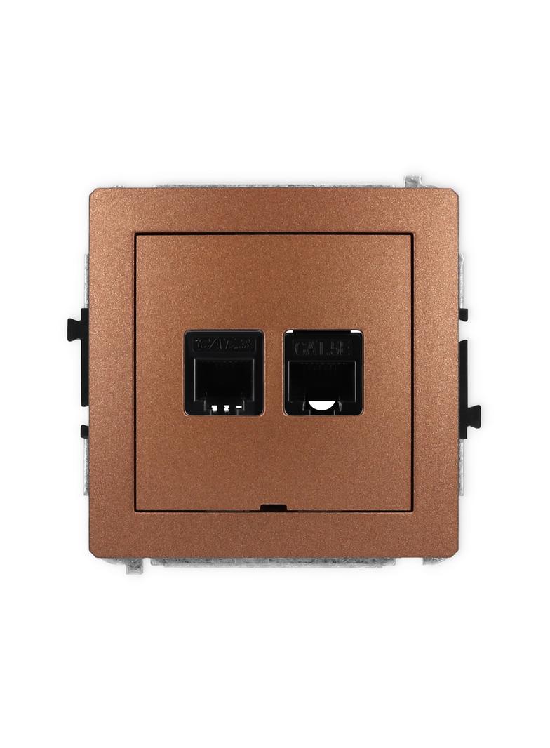 DECO Mechanizm gniazda telefonicznego pojedynczego 1xRJ11 + komputerowego pojedynczego 1xRJ45, kat.