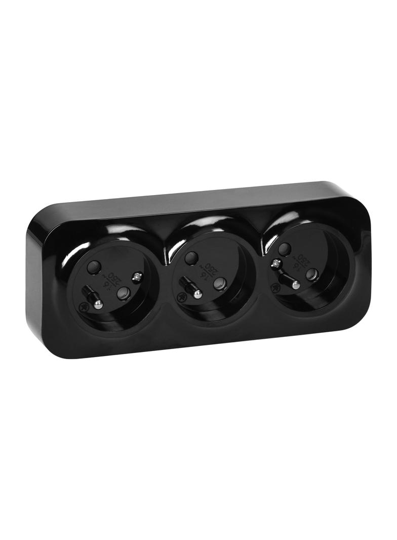 Gniazdo potrójne natynkowe ToDo 2P+Z IP20, 16A, 230V AC, 16A, 230V AC, czarny, 10 sztuk OR-OE-7209/B/10 ORNO