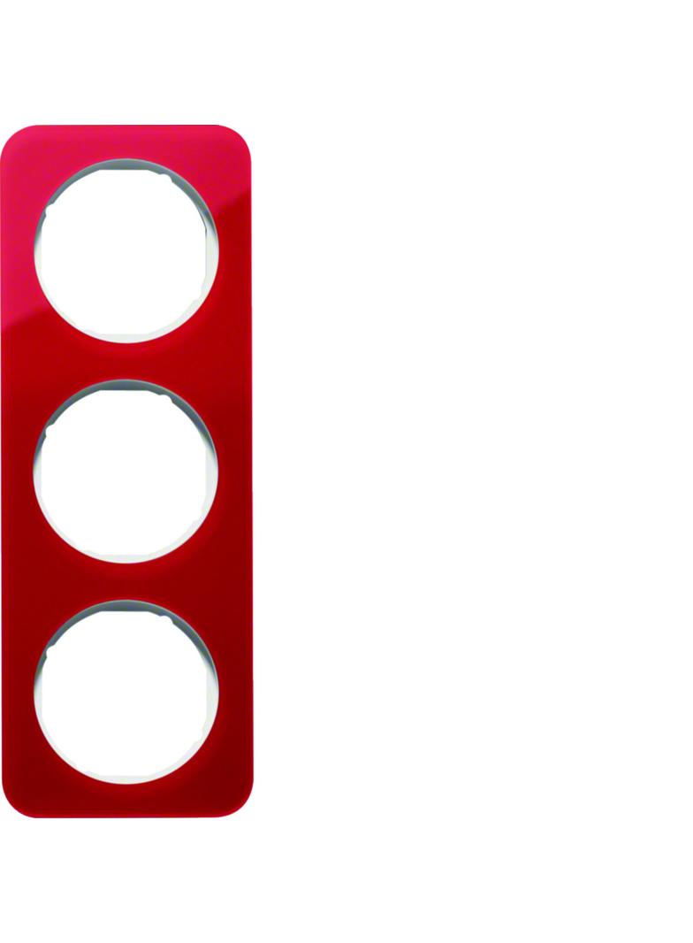 BERKER R.1 Ramka potrójna akryl czerwony przezroczysty/biała 10132349 HAGER