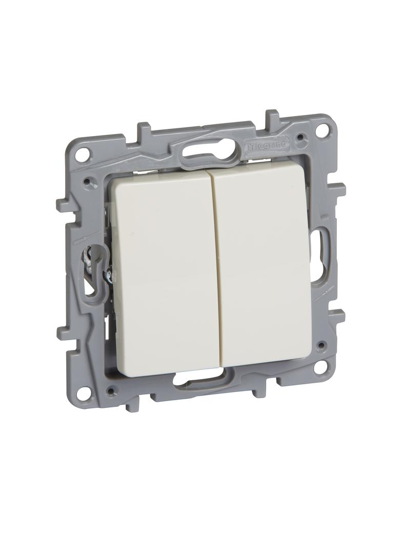 NILOE - PRZYCISK PODWÓJNY PRZEŁĄCZNY NO/NC 6 A KREMOWY, Legrand