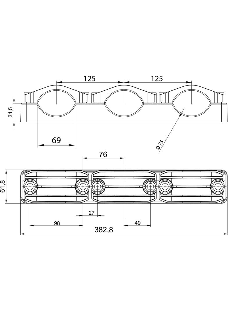 Uchwyt kabla siłowego KO75/3 potrójny OPATÓWEK