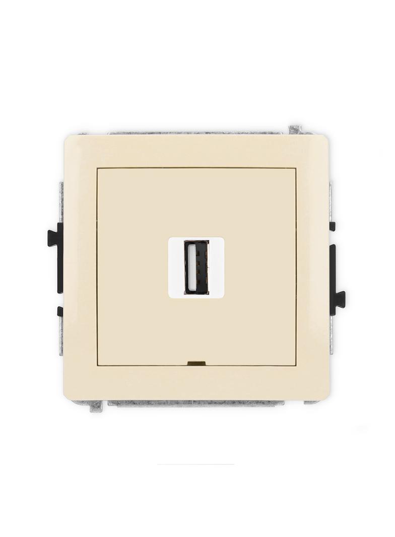 DECO Mechanizm gniazda pojedynczego USB A-A 2.0, bez pola opisowego beżowy