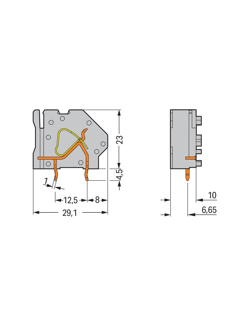 złączka do płytek drukowanych żółto-zielona raster 10 mm /50szt./ WAGO