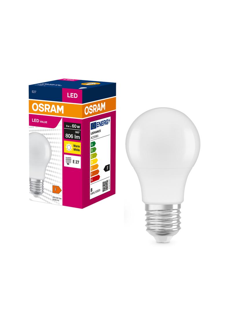 Żarówka LED A60 E27 8.5W = 60W 806lm 2700K Ciepła 200° VALUE CLASSIC Osram