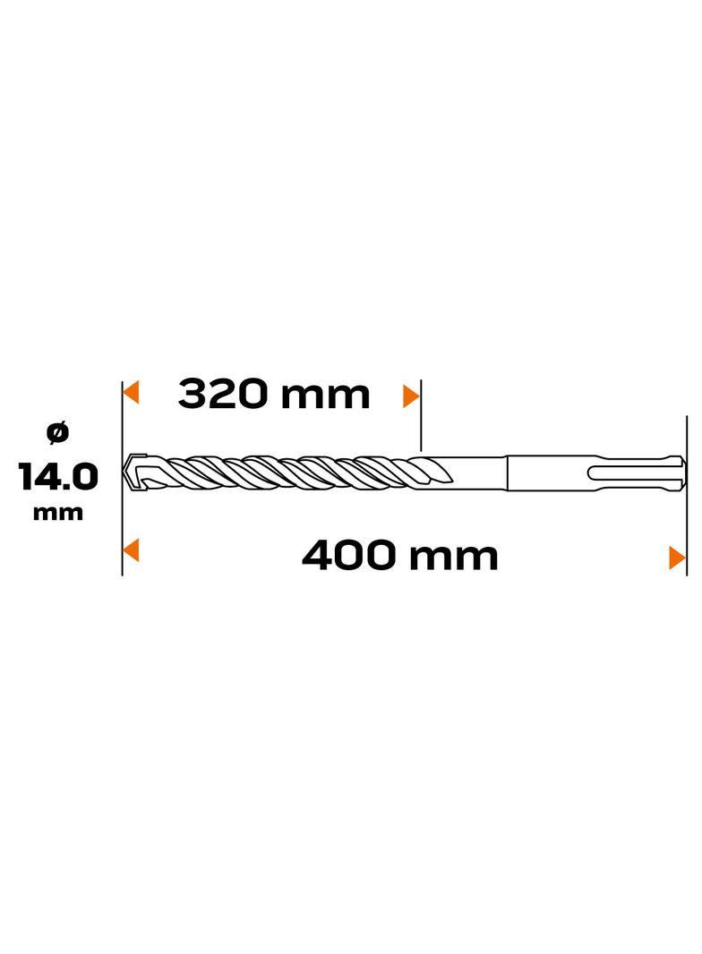 Wiertło do betonu SDS Plus, 14 x 400 mm, S4, quatro
