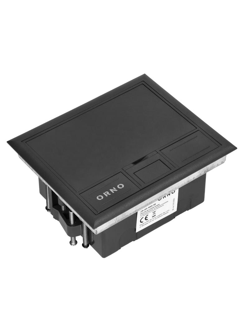 Puszka podłogowa na gniazda modułowe 4 x 45x45mm lub 8 x 22,5x45mm, pokrywa: plastik, czarna
