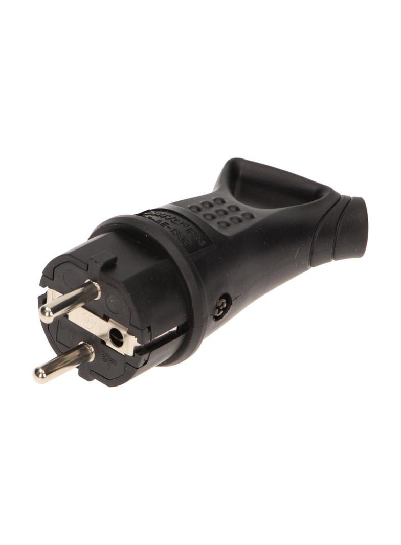 Bryzgoszczelna wtyczka gumowa Uni-Schuko z uchwytem IP44 czarna ,16A 230V OR-AE-1369 ORNO