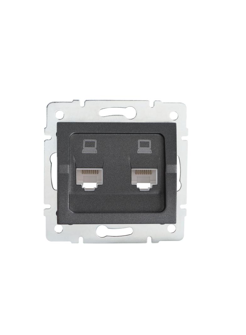 LOGI Gniazdo komputerowe podwójne niezależne (2x RJ45Cat 5e Jack) Grafit 021410041 25287 KANLUX