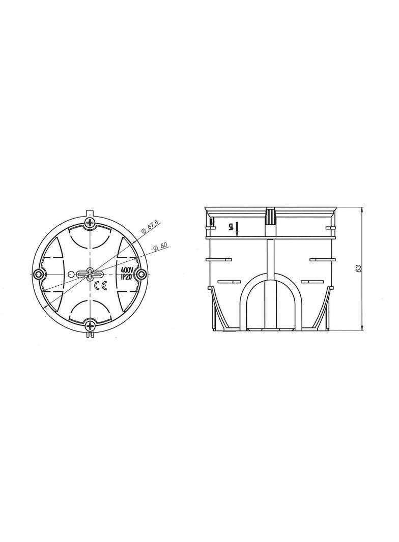 ZZ60DFw ,  Puszka podtynkowa do łączenia O 60, głęboka, z wkrętami, pomarańczowy