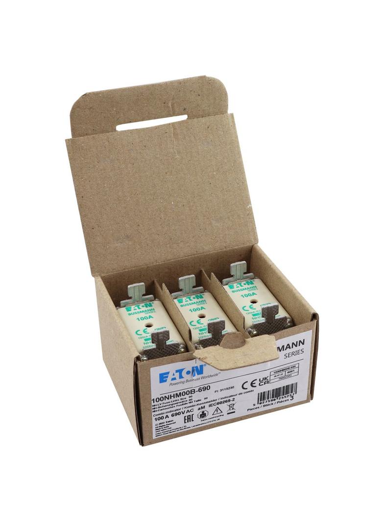 NH FUSE 100AMP 690V aM SIZE NH00 DUAL IND Wkładka NH00 100A 690V AM podwójny wskaźnik 100NHM00B-690