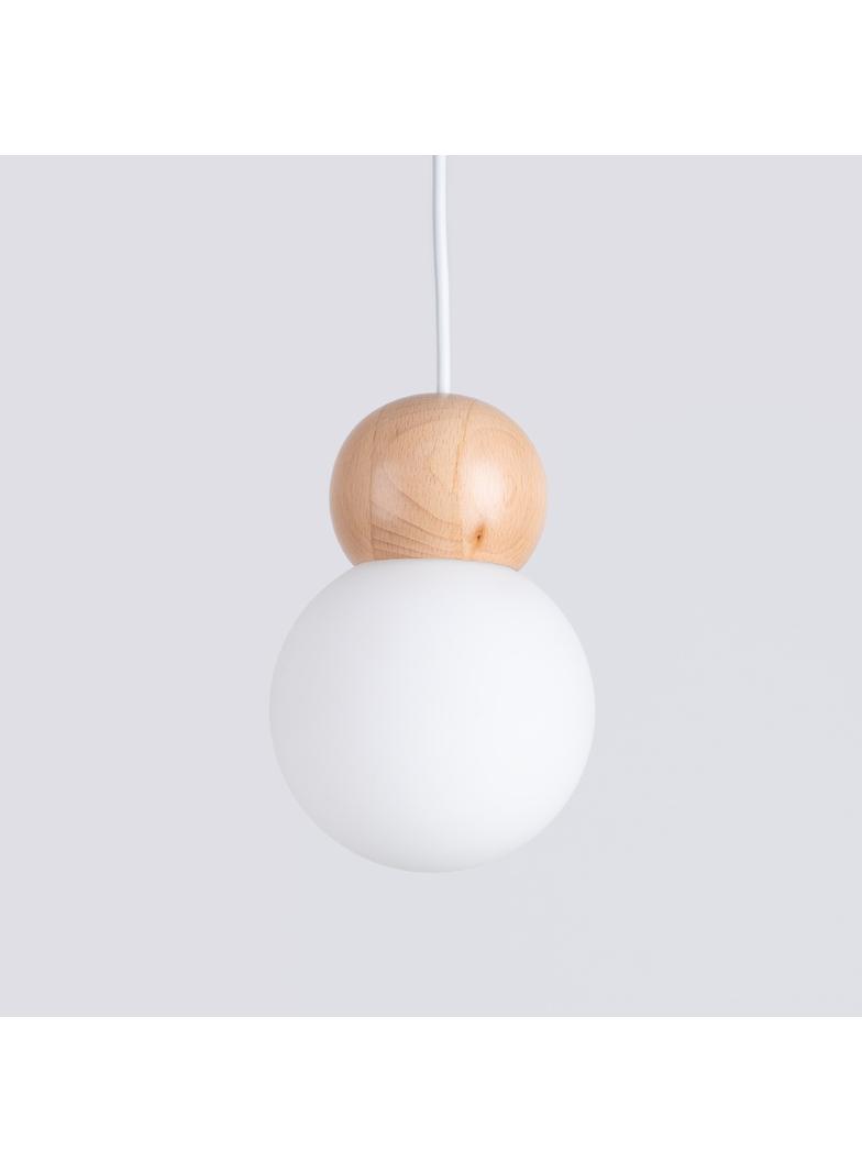 Lampa wisząca PEKKA 1 biała/naturalne drewno