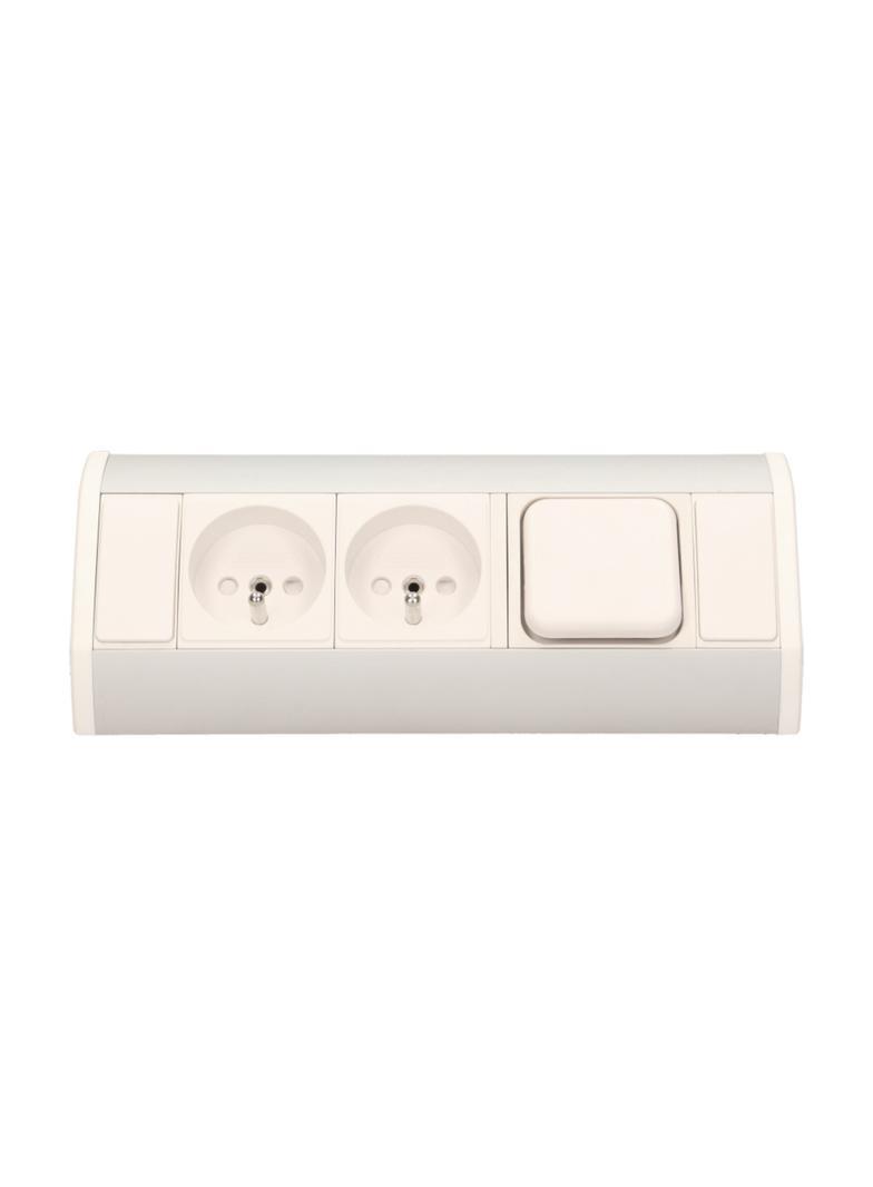Gniazdo meblowe 2x2P+Z z wyłącznikiem, biało-srebrne OR-GM-9002/W-G ORNO