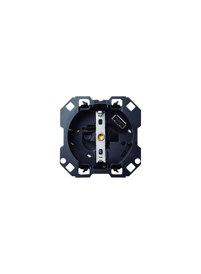 Simon 100 Gniazdo z/u Schuko i zintegrowaną ładowarką 1xUSB SmartCharge 21A 5V D/C (mechanizm bez ra