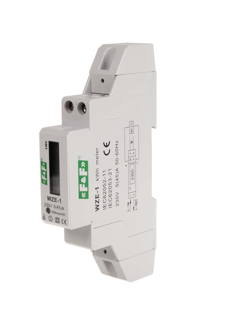 Jednofazowy licznik zużycia energii 45A MID WZE-1 F&F