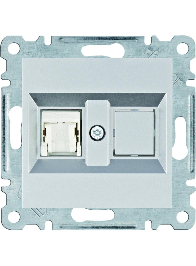 lumina Gniazdo komputerowe pojedyncze RJ45 kat.5e UTP srebrny  WL2112 HAGER