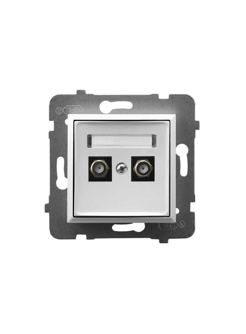 ARIA Gniazdo antenowe typu F podwójne - kolor biały