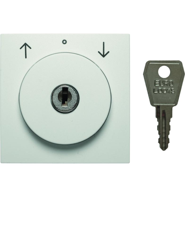 S.1/B.3/B.7 Płytka czołowa z zamkiem do łącznika żaluzjowego na klucz, biały mat