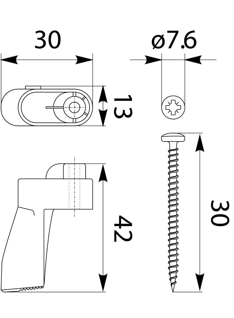 RPDMem 1-Element mocujący do ścian pustych kpl.-szt. IDEAline biała 69.2 OPATÓWEK