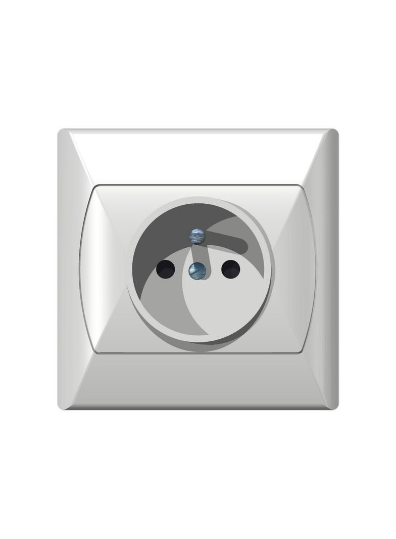 AKCENT Gniazdo pojedyncze z uziemieniem - kolor biały