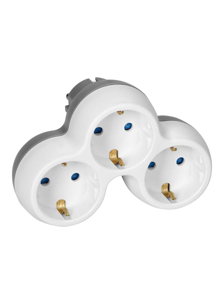 Rozgałęźnik 3x2P+Z (Schuko), biało-szary OR-AE-13239(GS) ORNO