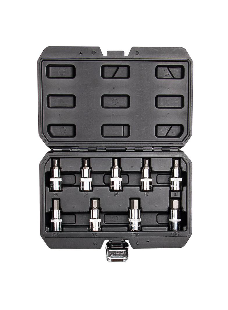 Końcówki sześciokątne na nasadce 55 mm, zestaw 9 szt.